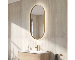 Ben Vita ovale spiegel met LED verlichting en anti-condens 50x100 cm Mat Goud