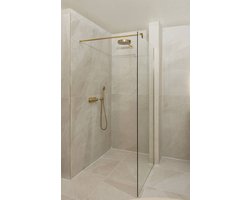 Ben Vivid Douchewand - 120x200 cm - Geborsteld Messing Helder Glas - Inloopdouche