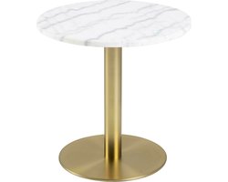 Bendt Ronde Bijzettafel 'Clement' Ø50cm, Wit Marmer/Brass