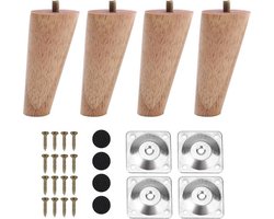 benen 4 stuks houten meubelpoten, 10 cm, vervangende bankpoten, stoelpoten met montageplaten en schroeven, meubelpoten voor stoel, bed, bank, tafel, kast, Ottomaanse (10 cm, natuurlijke kleur)