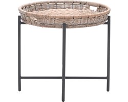 Benidorm bijzettafel - diameter 60xH50 cm - carbon black - naturel rotan