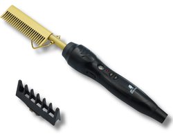 BenjaBeauty Hot comb - Multistyler - Elektrische haarborstel - Krultang - Stijltang - Haarkam - Stijlborstels - Zwart/Goud