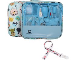 BenjaGoods Baby verzorgingsset - 13 in 1  - Baby Geschenkset - Babyshower - Manicureset - reistasje - Kraamcadeau jongen - Baby - Blauw