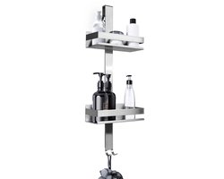 BENKSTEIN Doucherek om op te hangen Zilver | Doucherek met 2 mandjes om op te hangen | Ruimtebesparend doucherek om op te hangen | Douchemand | Doucherek roestvrij staal | Shampoohouder voor in de douche