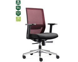 BENS 850-Ergo-3 Rood - Ergonomische Bureaustoel - Bureaustoel voor volwassenen - Kantoorstoel - Gepolijst aluminium voetenkruis - GREENGUARD GOLD - NEN-EN1335 & ARBO normen