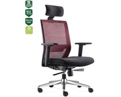 BENS 850H-Ergo-3 Rood - Ergonomische Bureaustoel - Bureaustoelen voor volwassenen - Incl. Hoofdsteun - Kantoorstoel - GREENGUARD GOLD - NEN-EN1335 & ARBO normen