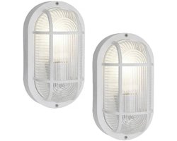 Benson Buitenlamp - 2x - ovaal - bulleye lamp - wit - E27 - waterdicht IP54