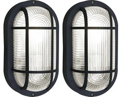 Benson Buitenlamp - 2x - ovaal - bulleye lamp - zwart - E27 - waterdicht IP54