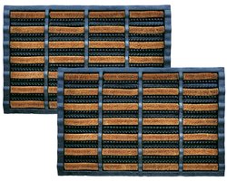 Benson Deurmat - 2x - rubber met kokos borstels - 40 x 60 cm - borstelmat buiten