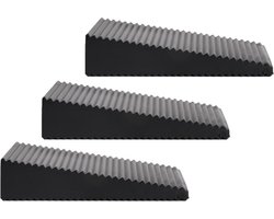 Benson Deurstopper - 3x - zwart - driehoek - rubber - 7 x 6 x 1,6 cm - deurwig