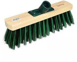 Benson Groene straatbezem - 30 cm - Houten steel - Vijf rijen borstels - Voor buitengebruik