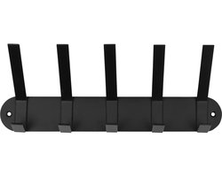 Benson Kapstok - zwart - metaal - 5 haken - wandkapstok - 30 cm - incl bevestigingsmateriaal
