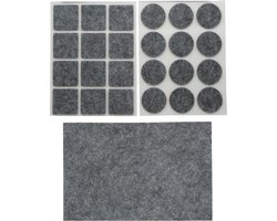 Benson Meubelvilt - 25x stuks - grijs - vilt - 3 formaten - anti kras vilt