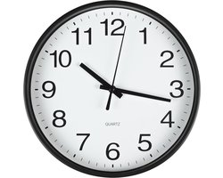 Benson Moderne wandklok - Ø 20 cm - zwart - kunststof - accuraat uurwerk