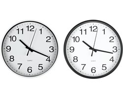 Benson Moderne wandklok - Ø 20 cm - zwart/wit - kunststof - accuraat uurwerk