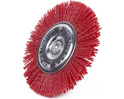 Benson Nylon schijfborstel - 100 mm - Ø 6 mm schacht - Rood - Voor hout, metaal en PVC