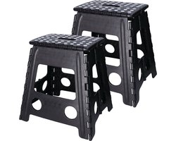 Benson Opvouwbaar krukje - Set van 2x stuks - zwart - 39 cm - kunststof - tot 120 kg - stoel/kruk
