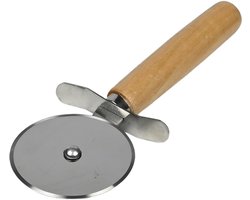 Benson Pizza snijder/roller - RVS wiel - houten handvat - duimbescherming - 18,5 cm