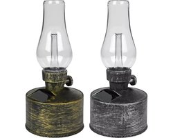 Benson Solar LED olielamp - flame effect - zilver - 21 cm - IP44