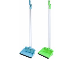 Benson Stoffer en blik met lange steel - rugvriendelijk - ergonomisch ontwerp - blauw of groen - 78 cm hoog