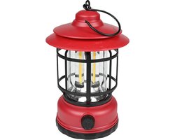 Benson Stormlantaarn - rood - oplaadbaar - dimbaar - 17 x 10 cm - retro campinglamp