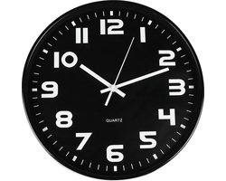 Benson Strakke zwarte wandklok - modern design - Ø30 cm - witte wijzers