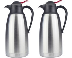 Benson Thermoskan - 2x stuks - 1.1 liter - RVS - koffiekan / theekan - zilver
