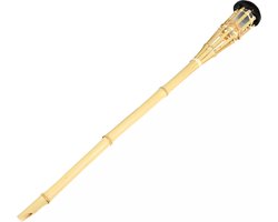Benson Tuinfakkel - Solar - led tuinlamp - bamboe hout - 78 cm - bruin