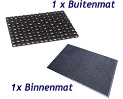 Benson Tweedelige mattenset - droogloopmat en rubberen ringmat - 40 x 60 cm