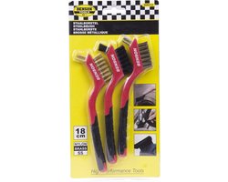 Benson Veelzijdige staalborstelset - nylon, rvs en messing - 3-delig - 18 cm - soft grip