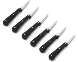 Benson Vleesmessen set - 6x stuks - zwart - RVS/kunststof - 22 cm - steakmessen - bestek set