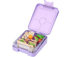 Bento box met 4 compartimenten - Ideaal voor lunch en snacks op het werk - Paarse lunchbox met aanpasbare indeling