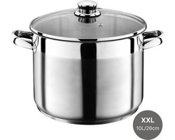 Benvita Jumbopan – RVS Soeppan Kookpan 10 L – Ø26 cm – Inductiegeschikt – Duurzaam & Vitaminebehoudend Koken - Energiezuinig