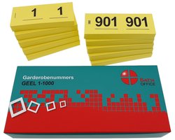 Benza - Garderobenummers cloakroom – Set 1 t/m 1000 – Dubbele Tickets - Geel