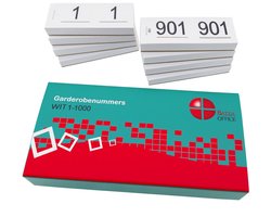 Benza - Garderobenummers cloakroom – Set 1 t/m 1000 – Dubbele Tickets - Wit