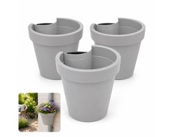 Benza Regenpijp Bloempot Lichtgrijs – Set van 3 – Ø 23,5 x 21 cm – Polypropyleen – 90% Gerecycled Materiaal
