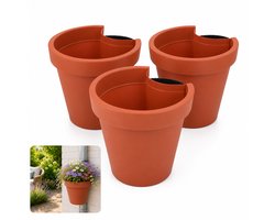Benza Regenpijp Bloempot Terracotta – Set van 3 – Ø 23,5 x 21 cm – Polypropyleen – 90% Gerecycled Materiaal