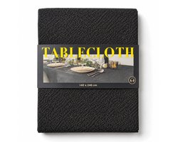 Benza – Tafelkleed Zwart met Goud – 140 x 240 cm – Fijn Geweven Tafellaken – Feestelijk voor Kerst & Feestdagen