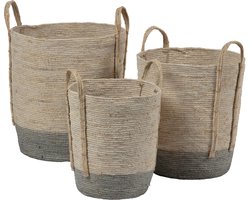BePureHome Indian Corn Baskets - Naturel/Grijs - Set van 3