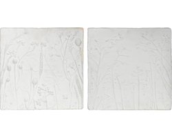 BePureHome Plaquette Wanddeco - Gips - Wit - Set van 2