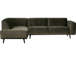 BePureHome Statement Hoekbank Links - Velvet - Warm Groen - 77x274x210