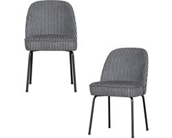 BePureHome Vogue Eetkamerstoelen - Polyester - Zwart/Grijs - Set van 2