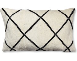 Berber Beni Ouarain kussen Wit - Bohemian stijl - 60 x 35 CM