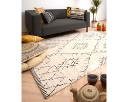 Berber vloerkleed Beni Ouarain Sufian - crème/zwart 160x230 cm