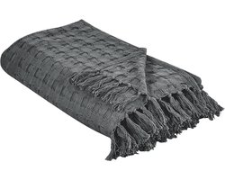 BERE - Bedsprei - Donkergrijs - 150 x 200 cm - Katoen