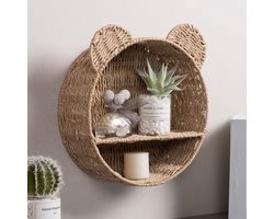 Berenmand - Mand - Beer - Handgemaakte geweven hangende mand - plank - Rotan look - wand gemonteerd - opbergrek - handgemaakte opbergmand - rek - woondecoratie - Tik Tok - TIkTok