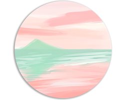 Berg schilderij - Landschap wanddecoratie rond - Schilderij Water - Klassiek schilderijen - Schilderij rond - Kantoor accessoires muurcirkel forex 100x100 cm