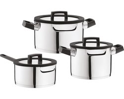 BergHOFF Essentials Downdraft kookpannenset - 6 delig - RVS - Veilig afgietsysteem