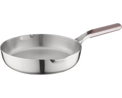 BergHOFF Home Elements Koekenpan Ø 28 cm – RVS Braadpan – PFAS-Vrije Bakpan – Geschikt voor Inductie, Gas, Elektrisch en Keramisch – Ovenbestendige tot 180 °C en Vaatwasserbestendige pan – Aubergine