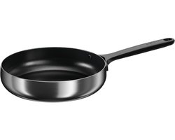 BergHOFF Home Koekenpan Ø 24 cm - PFAS-Vrije Antikleefpan– RVS Braadpan – Keramische Anti-Aanbaklaag Bakpan – Geschikt voor Inductie, Gas, Elektrisch en Keramisch – Ovenbestendige Biefstukpan tot 230 °C – Smokey Black